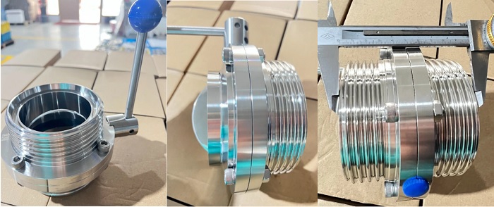 Van bướm inox vi sinh nối rắc co