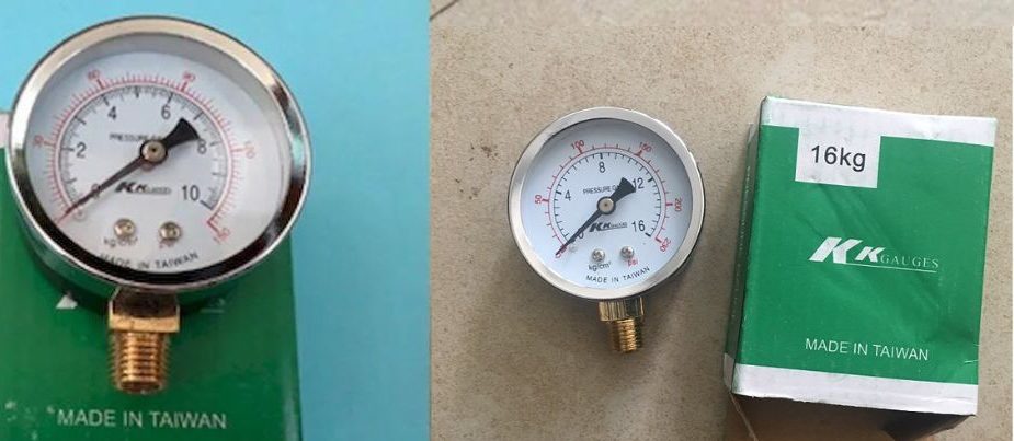Đồng hồ áp suất KK Gauges vỏ inox, chân đồng
