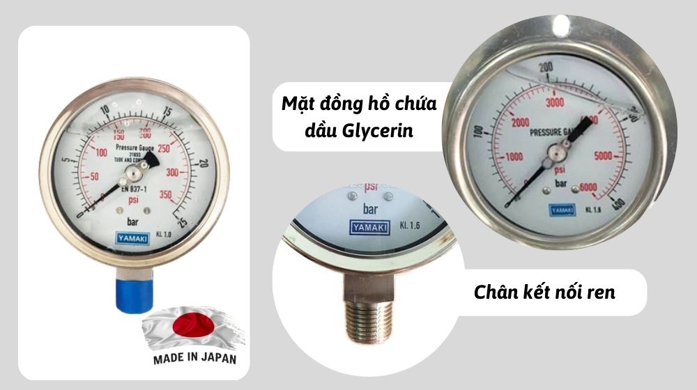 Yamaki mặt dầu 3 Đặc điểm của đồng hồ áp Yamaki mặt dầu