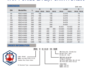 Kích thước Van 1 chiều lá lật Shinyi DN200