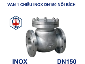 Van 1 chiều lá lật inox DN150 nối bích