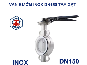 Van bướm inox DN150 tay gạt