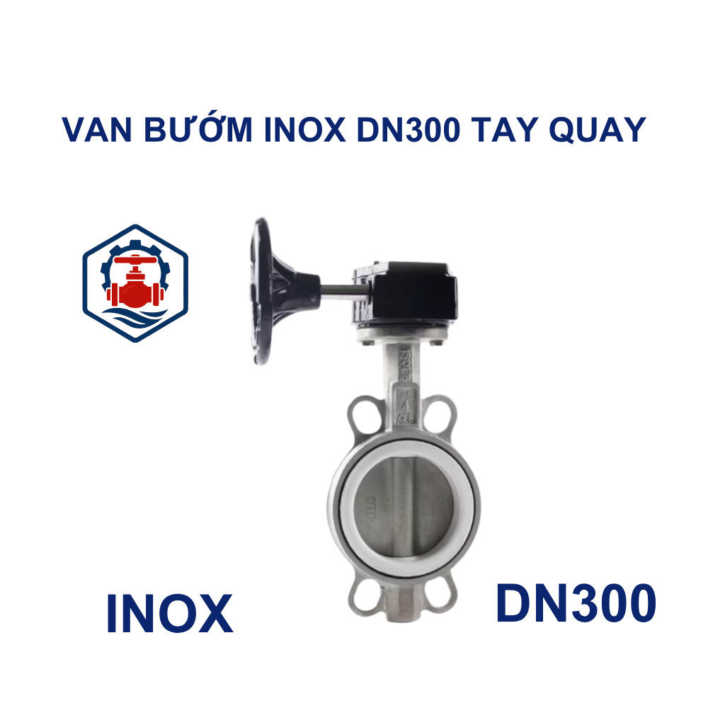 Van bướm inox DN300 tay quay 8 Van bướm inox DN300 tay quay