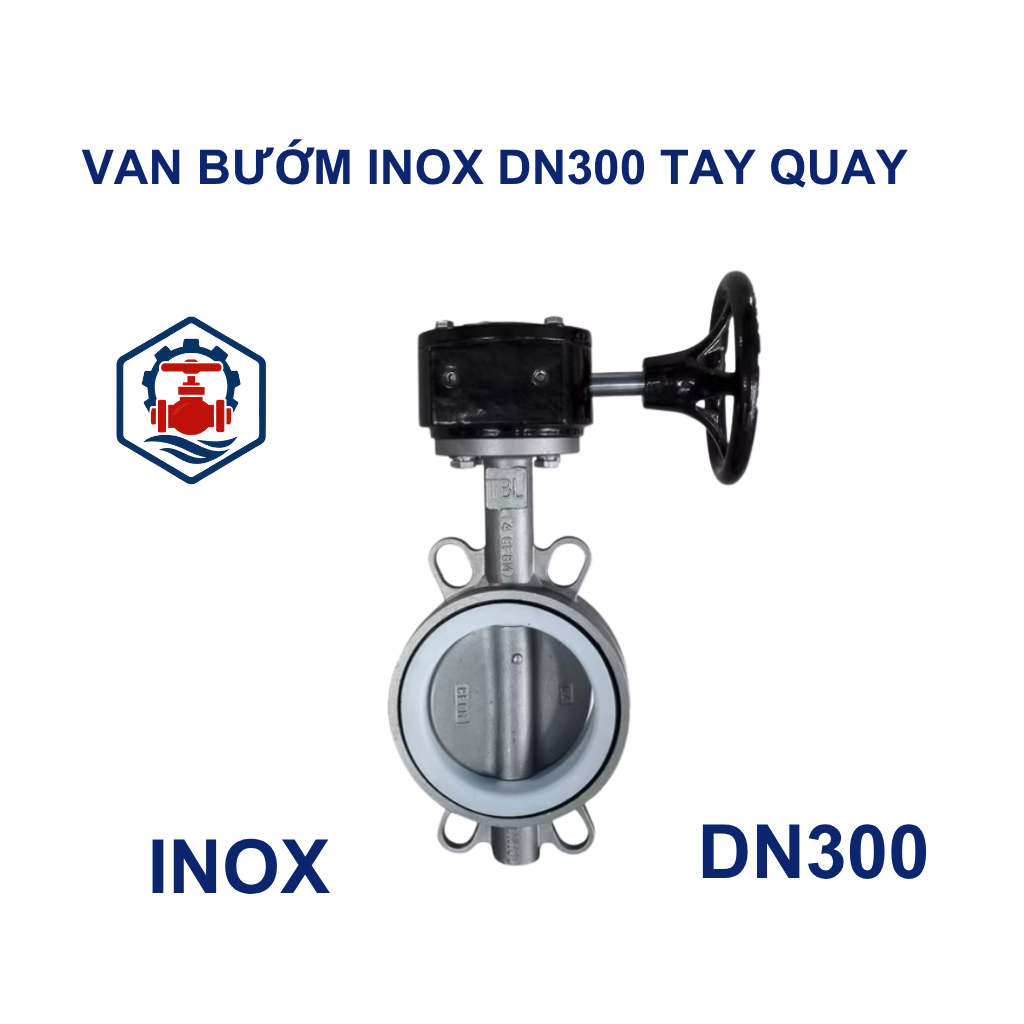 Van bướm inox DN300 tay quay 9 Van bướm inox DN300 tay quay