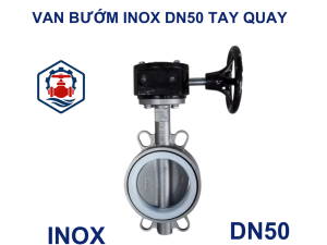 Van bướm inox DN50 tay quay 6 Van bướm inox DN50 tay quay