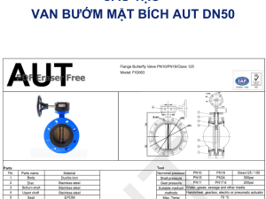 Cấu Tạo Van bướm mặt bích AUT DN50