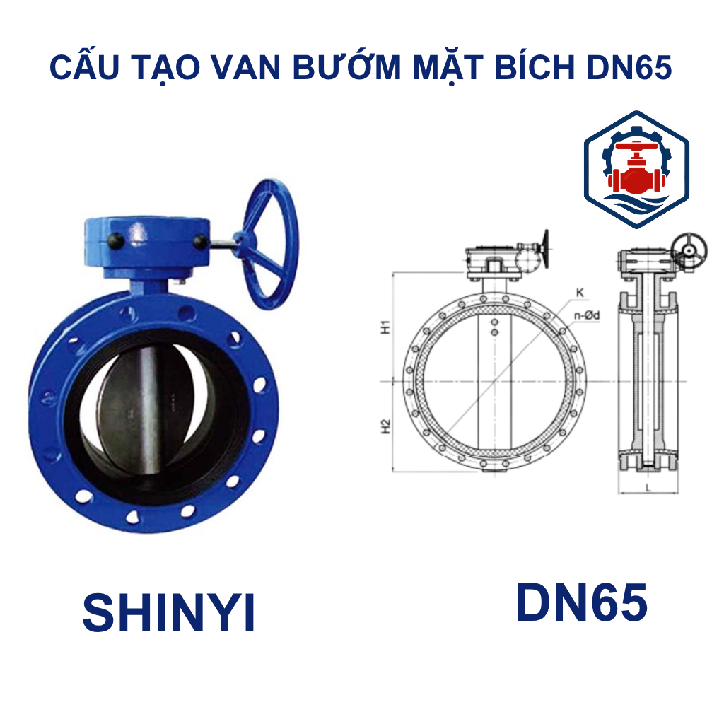 Van bướm mặt bích Shinyi DN65 10 Cấu tạo Van bướm mặt bích Shinyi DN65
