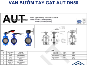 Cấu tạo Van bướm tay gạt AUT DN50