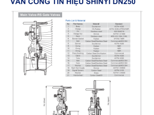 Cấu tạo Van cổng tín hiệu Shinyi DN250