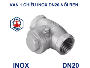 Van 1 chiều lá lật inox DN20 nối ren