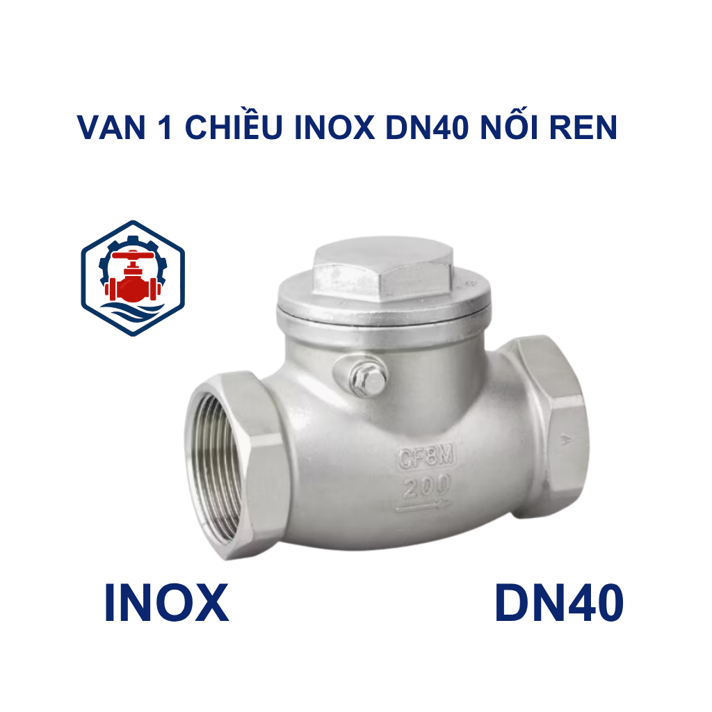 Van 1 chiều lá lật inox DN40 nối ren 8 Van 1 chiều lá lật inox DN40 nối ren