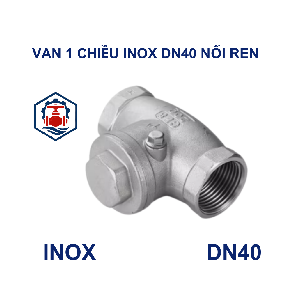 Van 1 chiều lá lật inox DN40 nối ren 9 Van 1 chiều lá lật inox DN40 nối ren