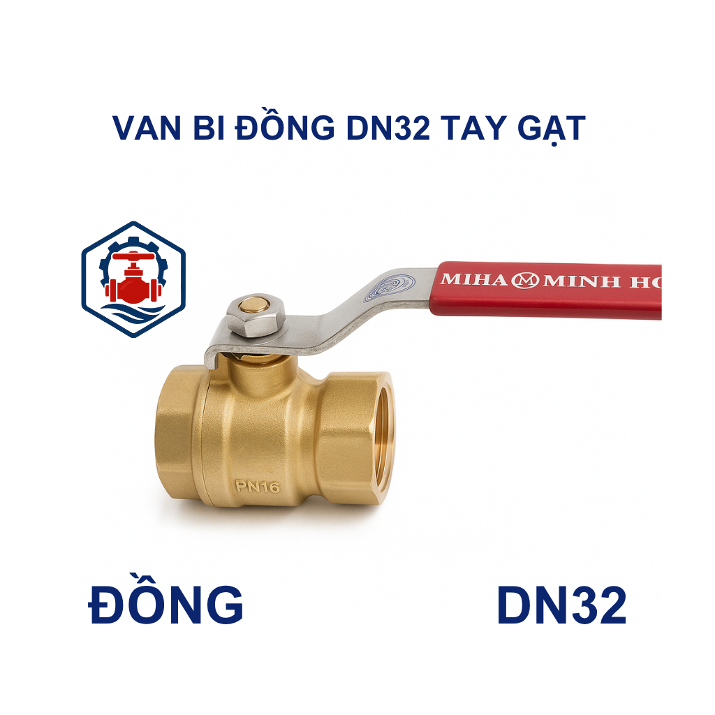 Van bi đồng DN32 tay gạt 13 Van bi đồng DN32 tay gạt