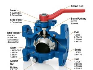 Van bi gang DN80 nối bích 9 Cấu Tạo Van bi gang DN80 nối bích