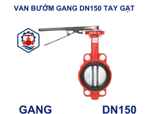 Van bướm gang DN150 tay gạt