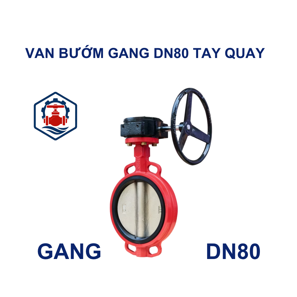 Van bướm gang DN80 tay quay 9 Van bướm gang DN80 tay quay