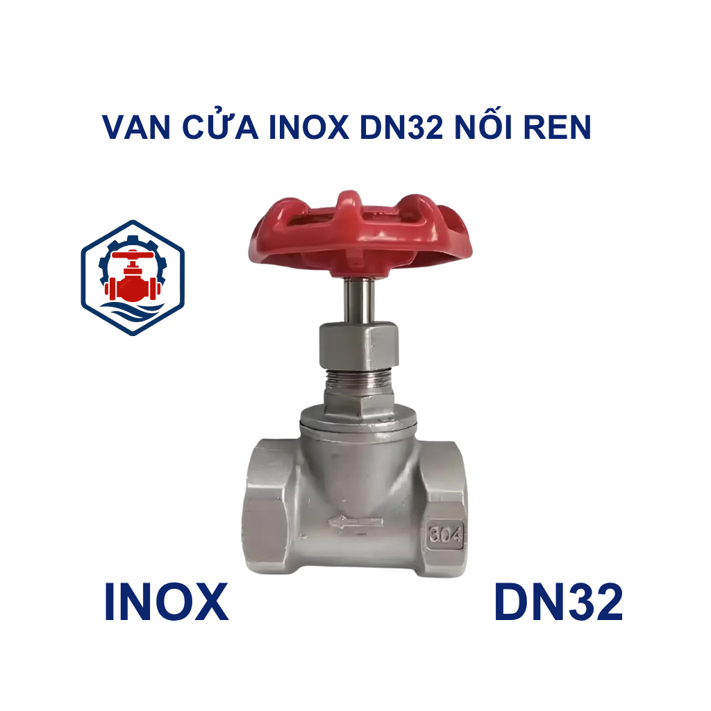 Van cửa inox DN32 nối ren 10 Van cửa inox DN32 nối ren