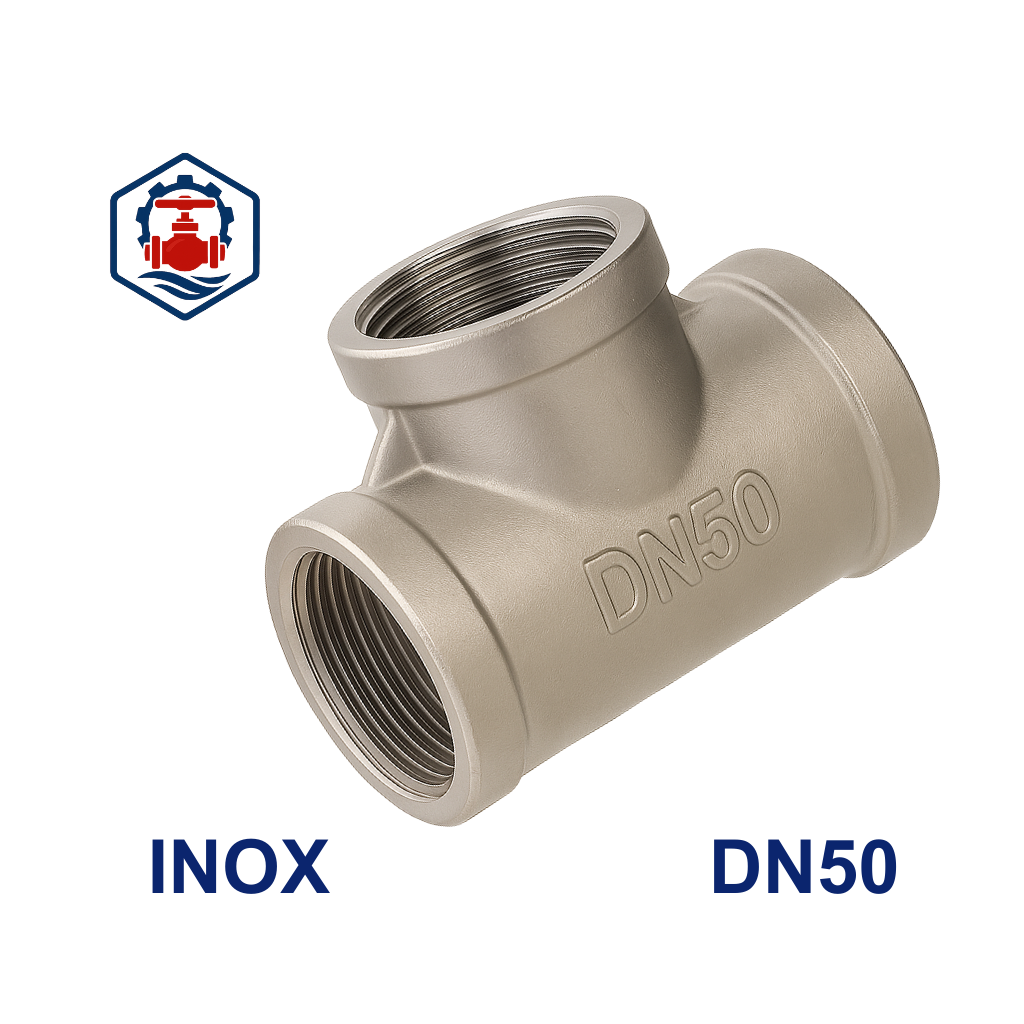 Tê ren inox DN50 2 Tê ren inox DN50